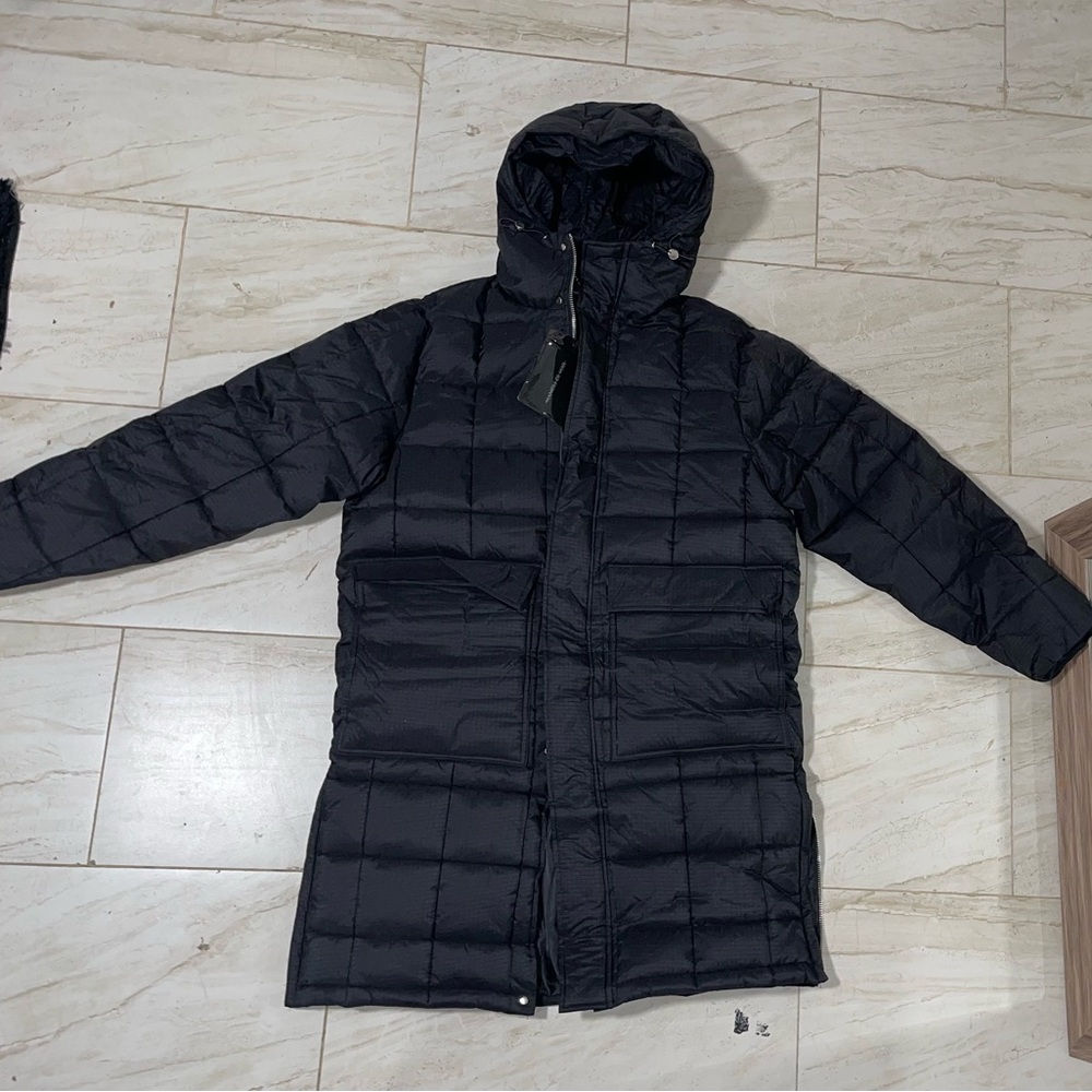 Maniere De Voir Quilted Longline Puffer Coat - Black - Size Small - New With Tag